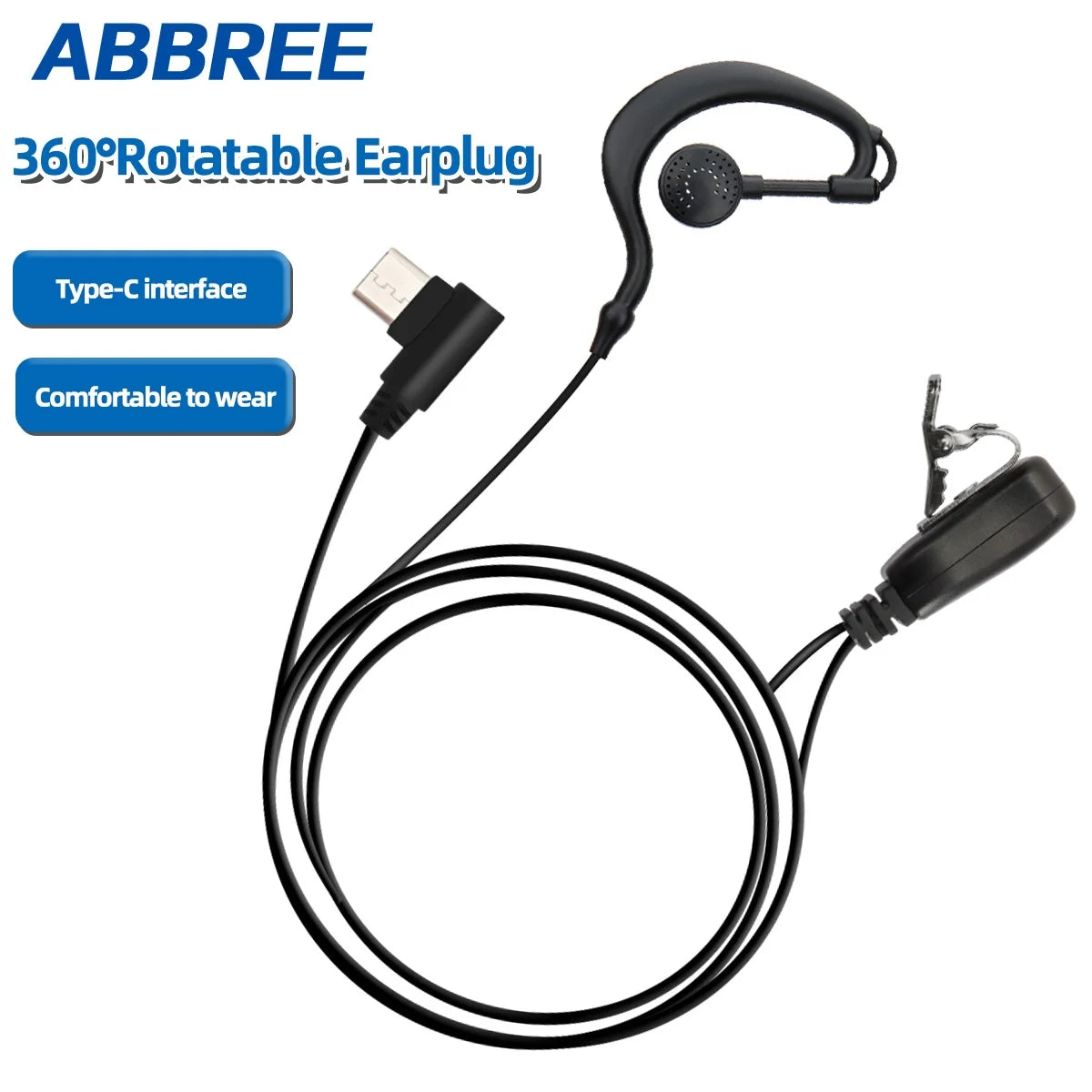 ABBREE Walkie Talkie Headset 4G PTT MIC Type-C for GP-268 GP-298 Zello