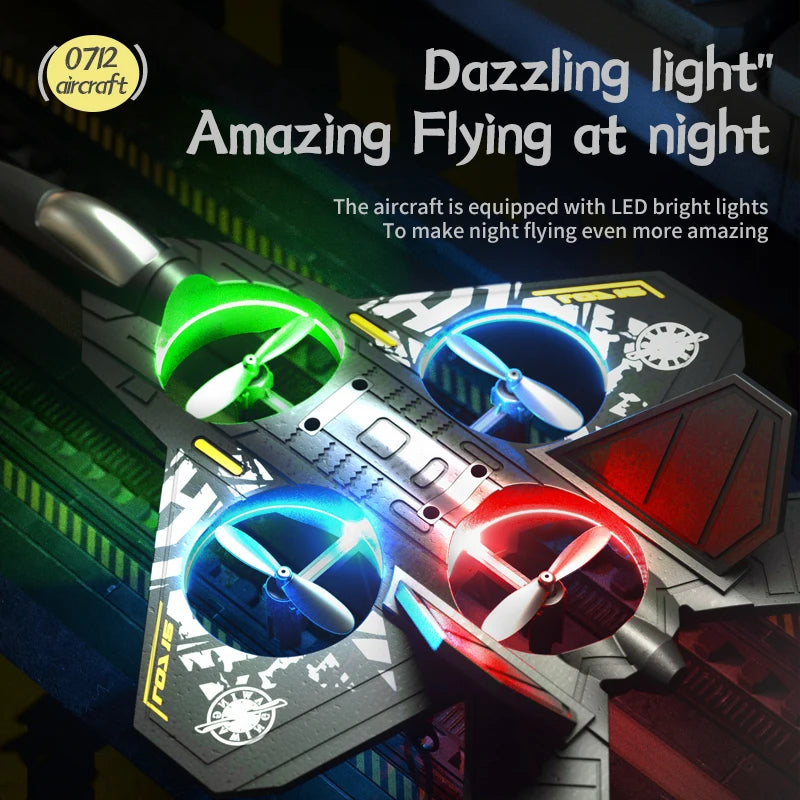 L0712 RC Plane 2.4G Remote Control Aircraft Gravity Sensing Aircraft Glider with Light EPP Foam Fighters for Boys Children-EXPROTAS