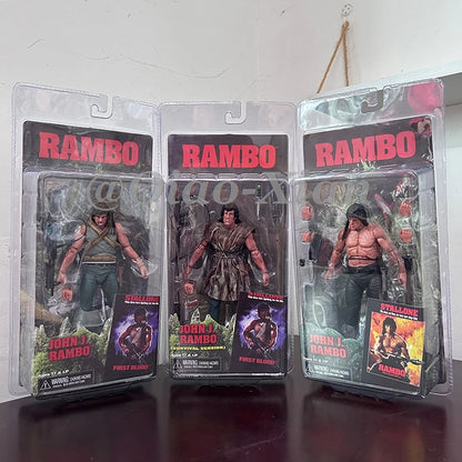 NECA First Blood John Rambo Action Figure Sylvester Stallone Film Model Toy