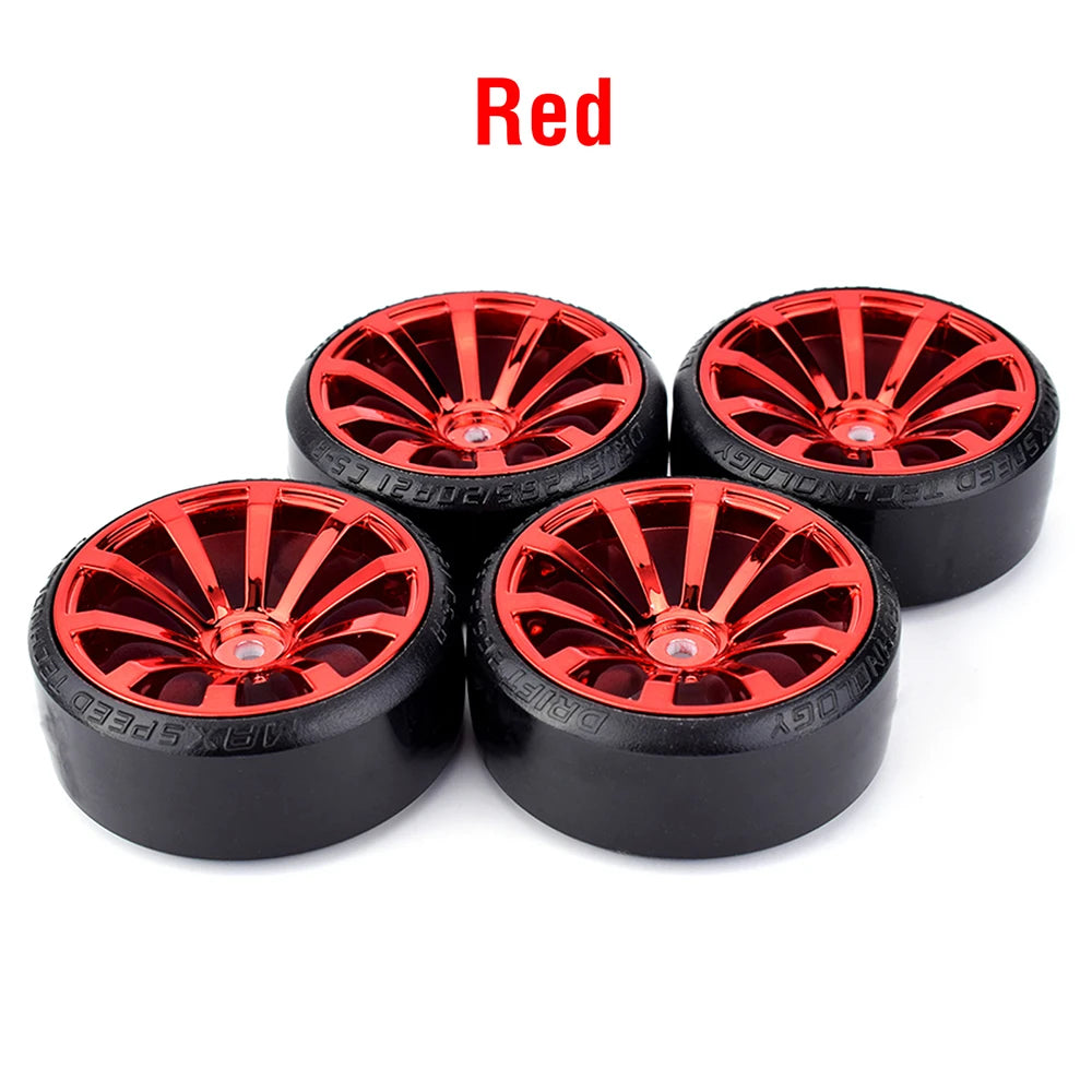 4pcs 1/10 RC Drift Tires Wheels Set Hard Tread 12mm Hex for HPI HSP - EXPROTAS