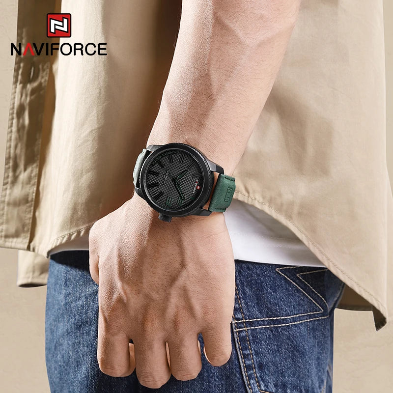 NAVIFORCE Popular Male Wristwatch Military Sports Shockproof Waterproof Leather Watch Men Fashion Casual Clock Relogio Masculino-EXPROTAS