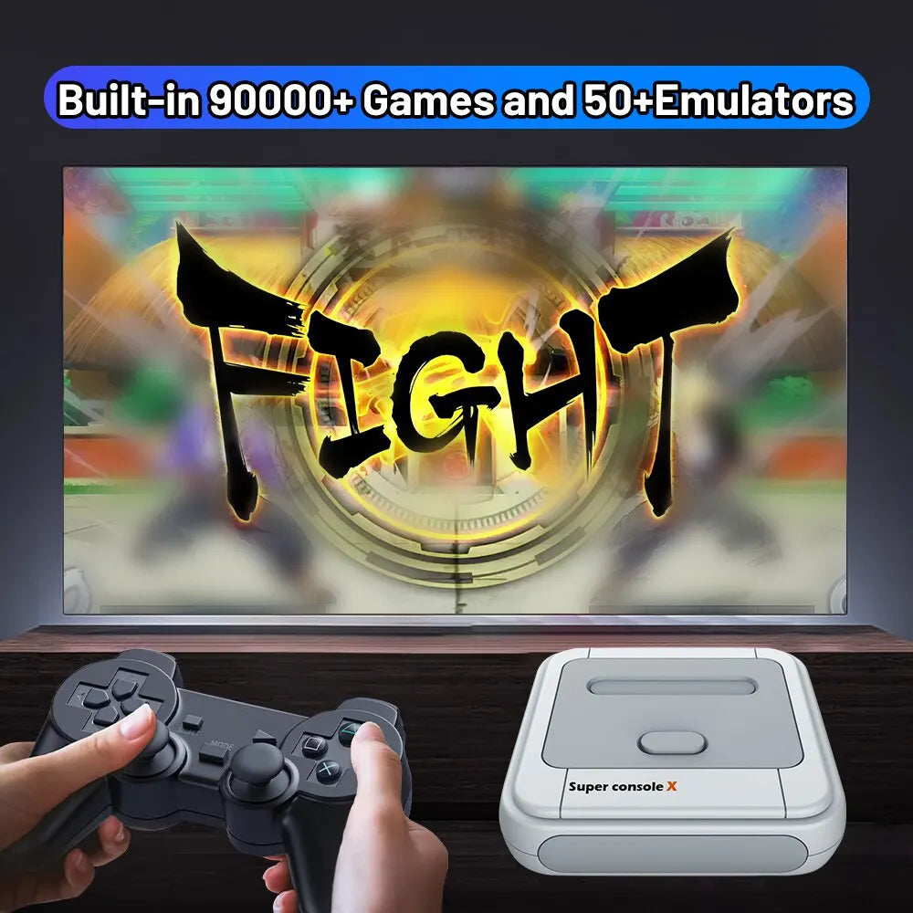 KINHANK Game Box Super Console X Retro Video Game Console Support 90000 Games 50 Emulators for PS1/PSP/MAME/DC with Controllers-EXPROTAS