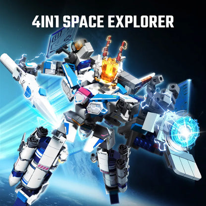 SEMBO 4in1 Transforming Mecha Robot Building Blocks Tank Aircraft Warship Model Toy Gift