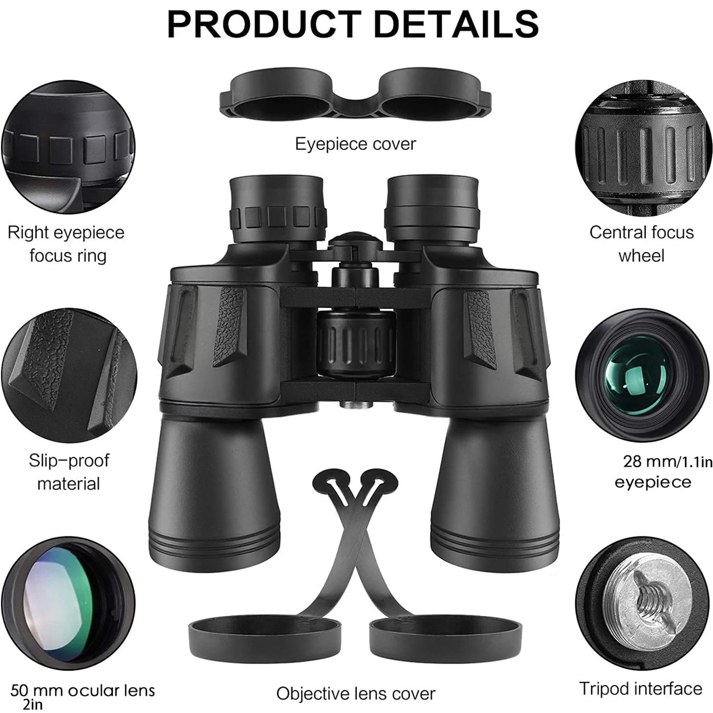 20x50 Binoculars FMC BAK4 Prism IPX4 Waterproof Hunting Hiking Camping