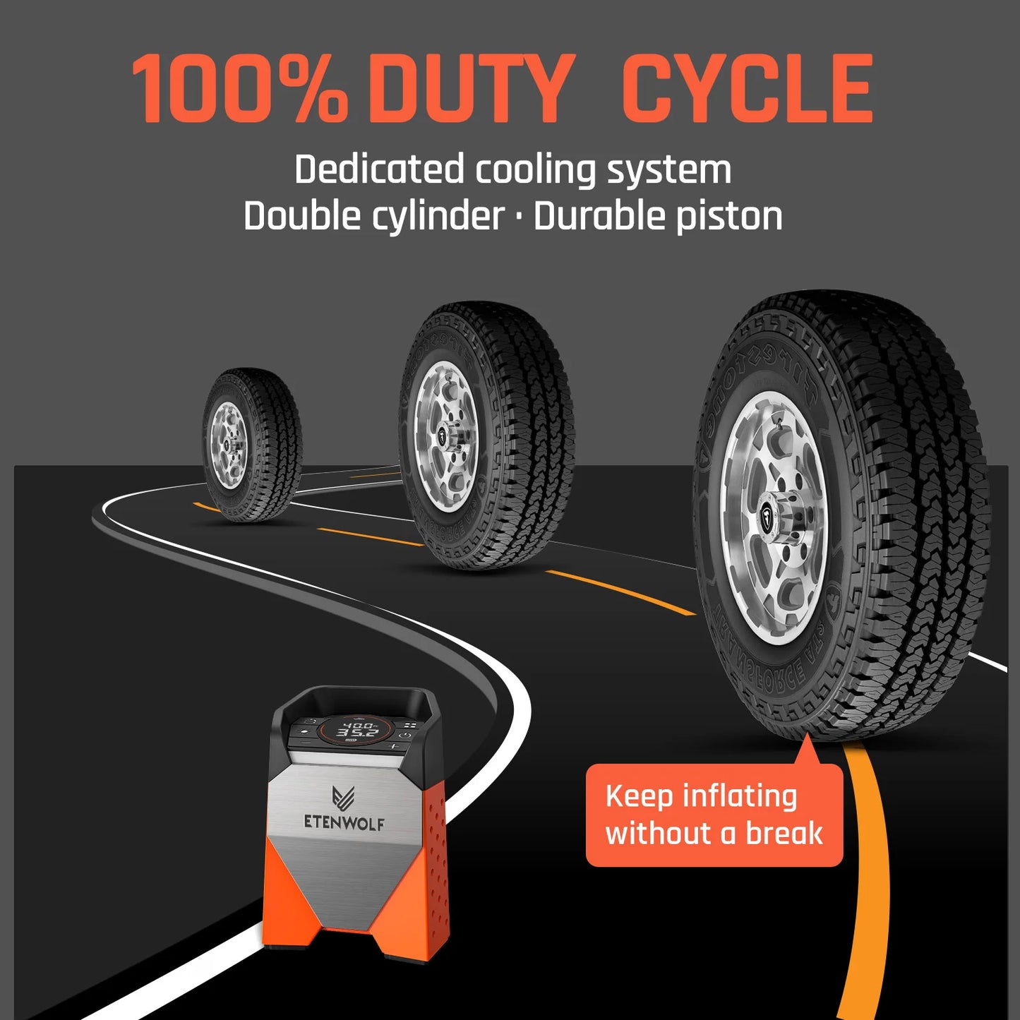 Portable 7800mAh Air Compressor, Super Fast Tire Inflator for Cars, Motorcycles, Bikes & Pickups, LED Light, Digital Display