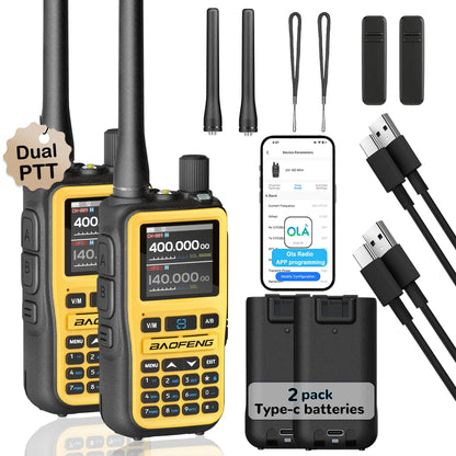 2 Pack Baofeng Walkie Talkie Mini Dual Band Radio 5W Bluetooth Type-C