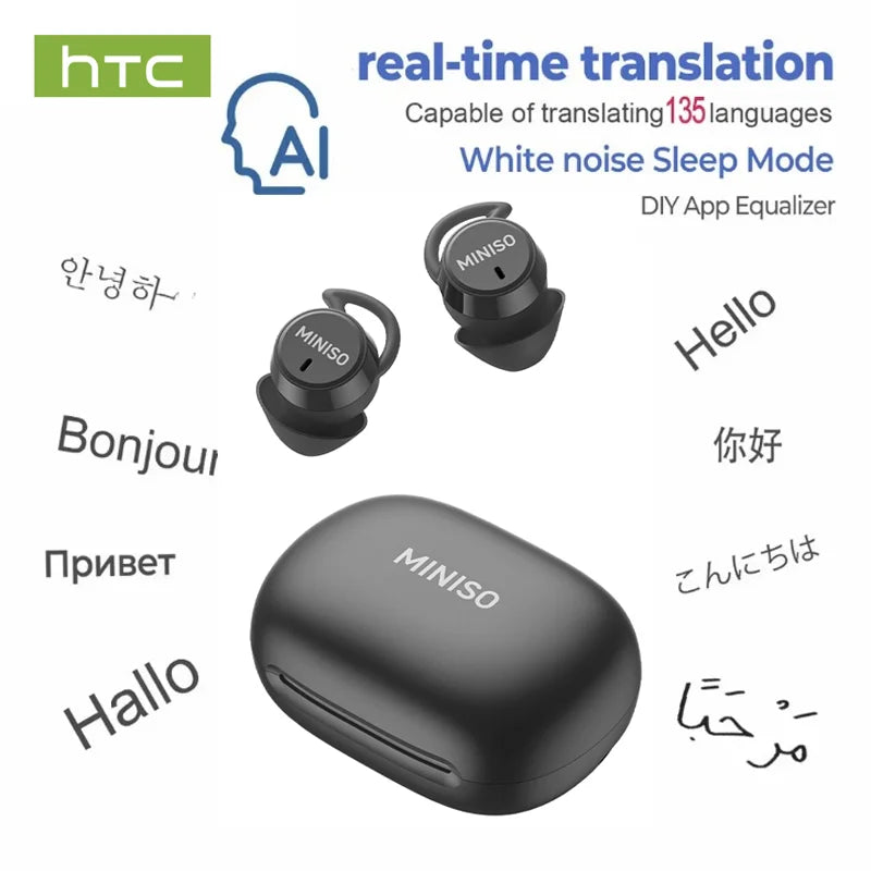Miniso Ai Translator Bluetooth 6.0 TWS Earbuds Wireless Headphones