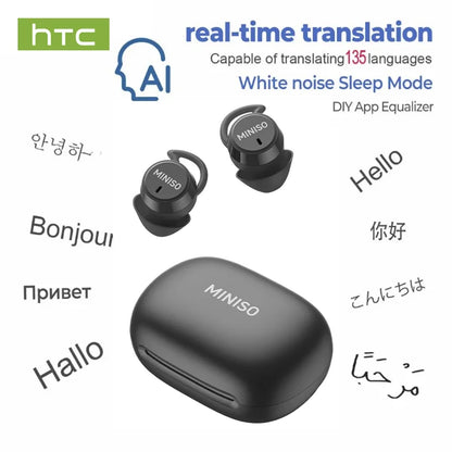 Miniso Ai Translator Bluetooth 6.0 TWS Earbuds Wireless Headphones