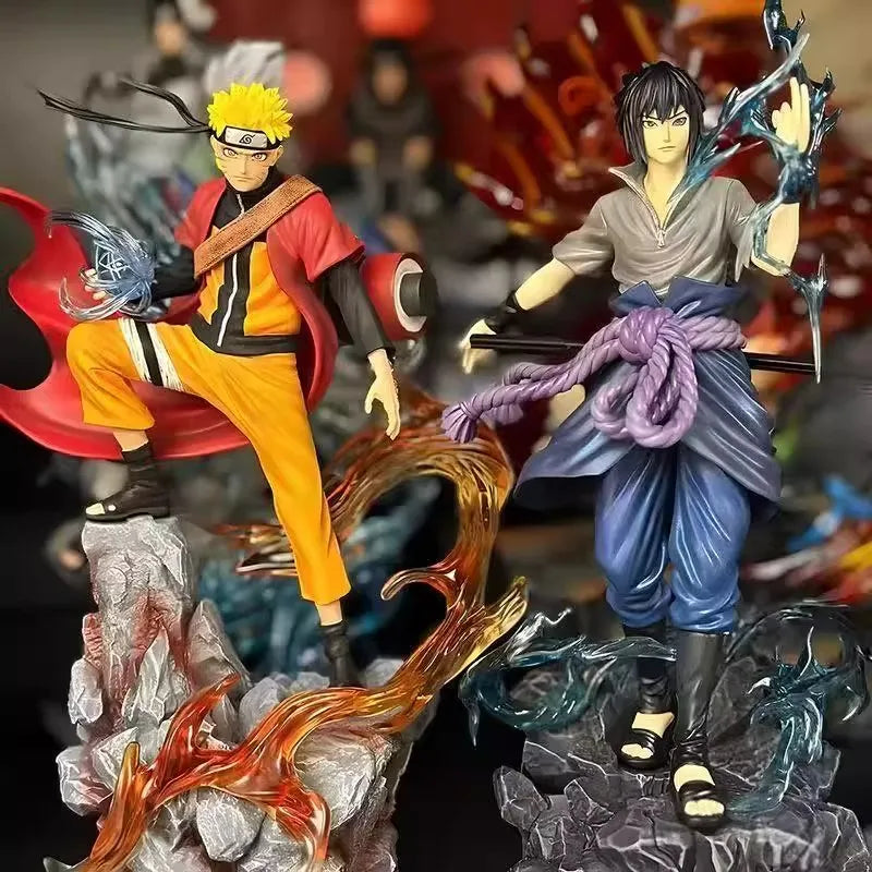 23cm Naruto Uzumaki Sasuke Uchiha Figure PVC Anime Action Statue Model Toy