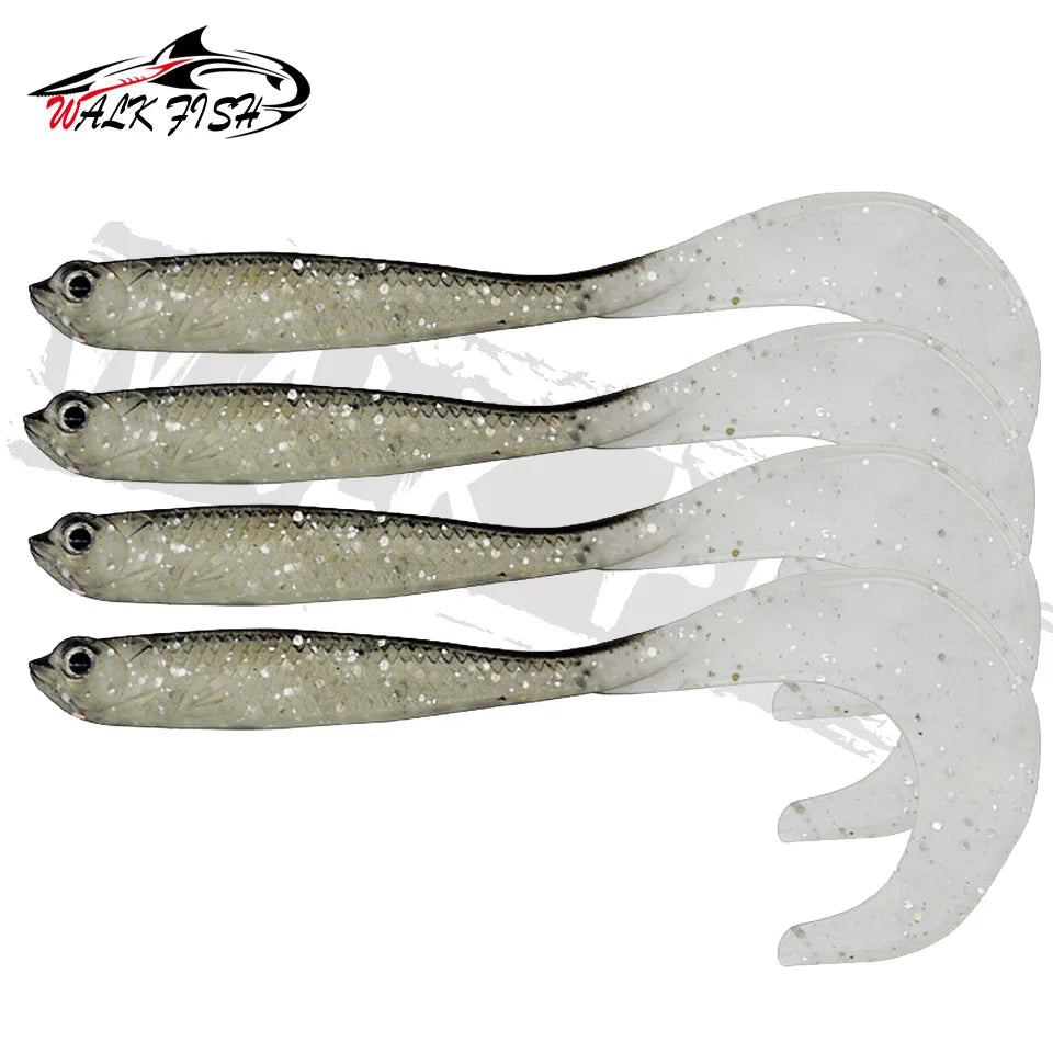 4PCS Fishing Lure Jigging Soft Baits 12.5cm 5.5g Hooks for Bass Pike