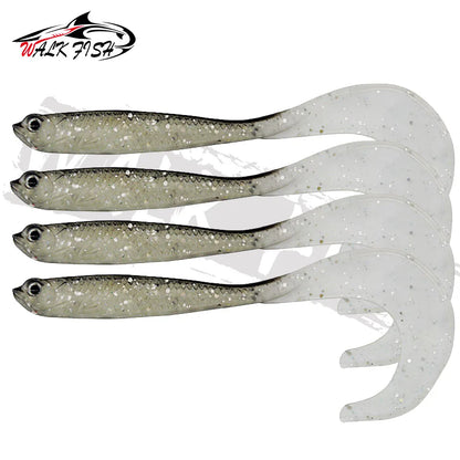 4PCS Fishing Lure Jigging Soft Baits 12.5cm 5.5g Hooks for Bass Pike