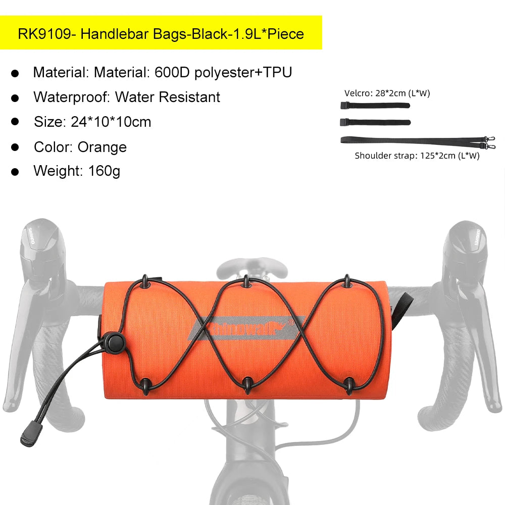 Rhinowalk 1.9L Waterproof Handlebar Bag Front Tube Road Cycling Bike Pannier Pack