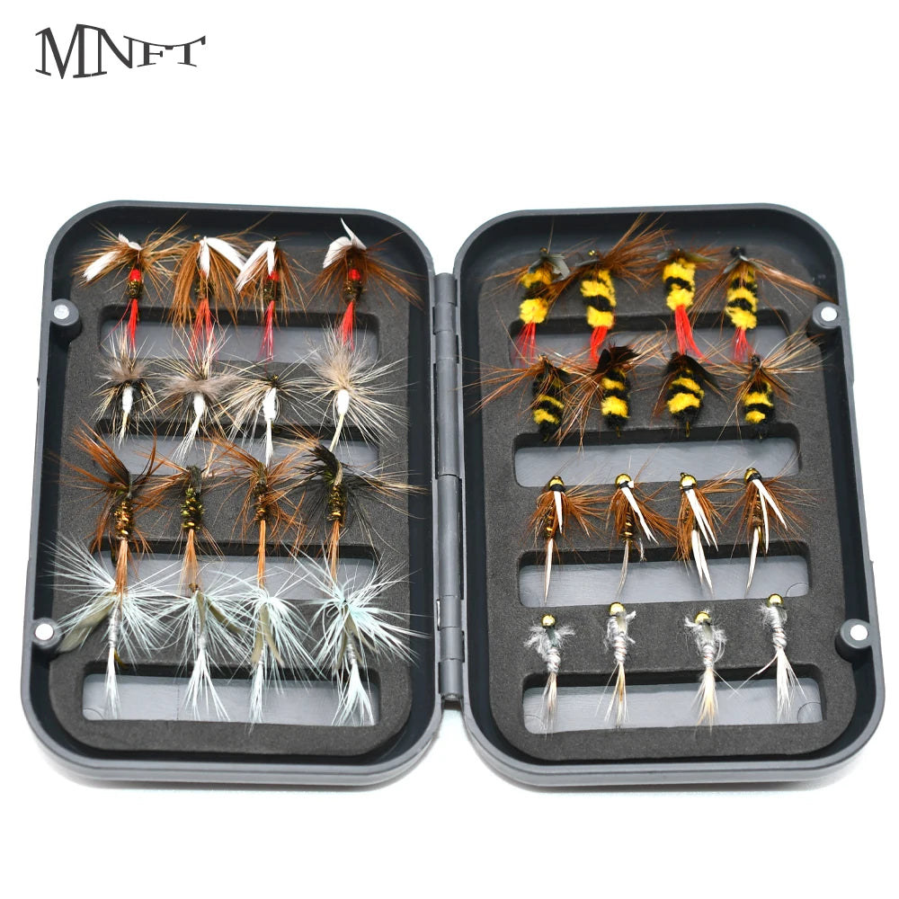 32Pcs Fly Box Assorted Fishing Flies Nymphs Dry Wet Streamers Lures
