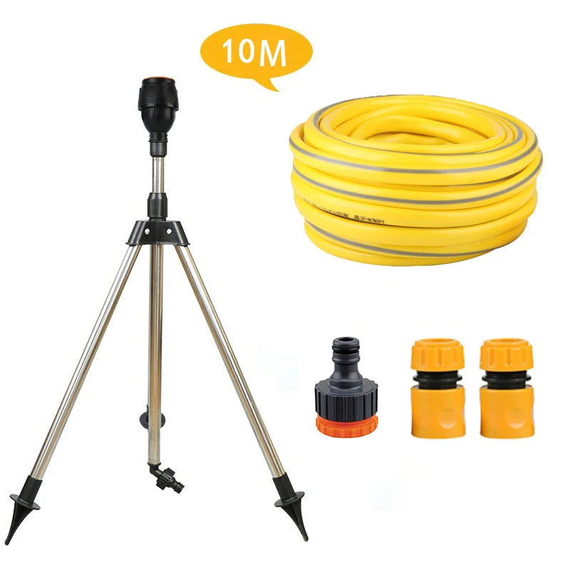Stainless Steel Tripod Garden Sprinkler Automatic Rotating Irrigation System 10m