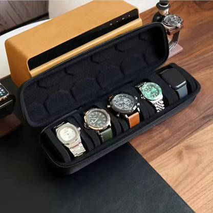 1pc Shell Travel Organizer Watch Case Hard Box with Pillow Insert Black