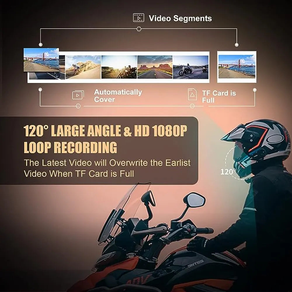Freedconn R1 Plus Motorcycle Helmet Bluetooth Intercom 1080p Dash Cam Headset
