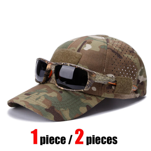 2Pcs Camouflage Baseball Cap Breathable Sun Hat Outdoor Hunting Fishing
