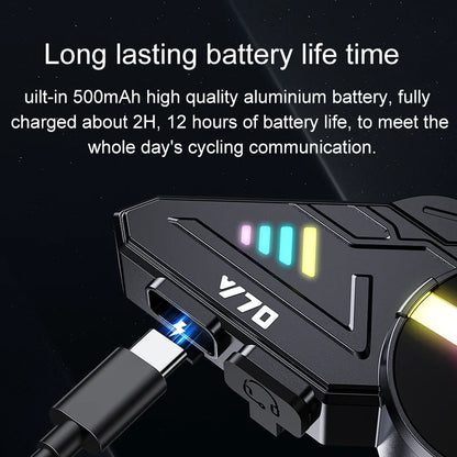 Motorcycle Helmet Bluetooth Headset V5.3 with RGB Lights IPX6 Dual Phone Pairing