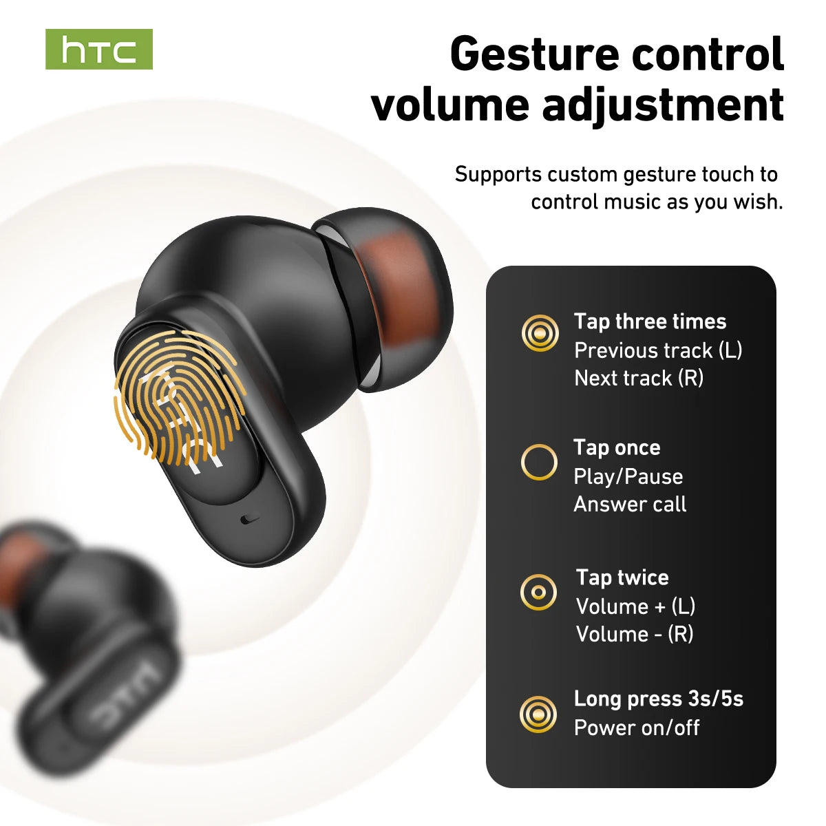 HTC NE79 Wireless Bluetooth Earbuds TWS 6.0 AI Translation 135 Languages Black