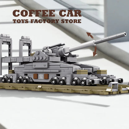 Army Railway Gun Building Blocks Military MOC Armoured Vehicle Brick Model Set