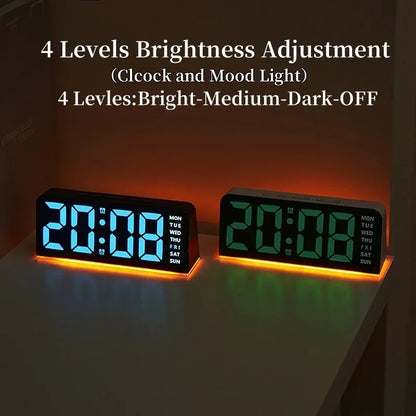Mood Light Digital Alarm Clock USB LED Snooze Temperature Display 12/24H