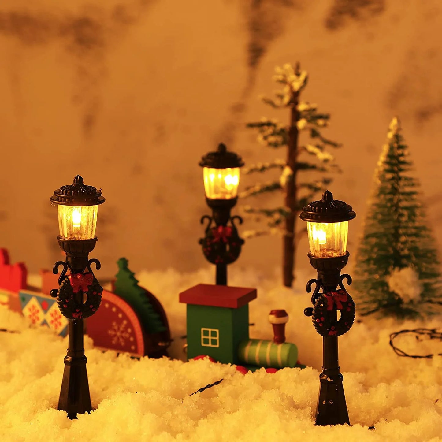 4Pcs Mini Christmas Lamp Decorative Lights for DIY Dollhouse Pathway