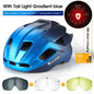 WEST BIKING Men Women Cycling Helmet With Taillight Goggles Sun Visor Bicycle Helmet MTB Road Bike Safe Cap Motorcycle Helmet-EXPROTAS