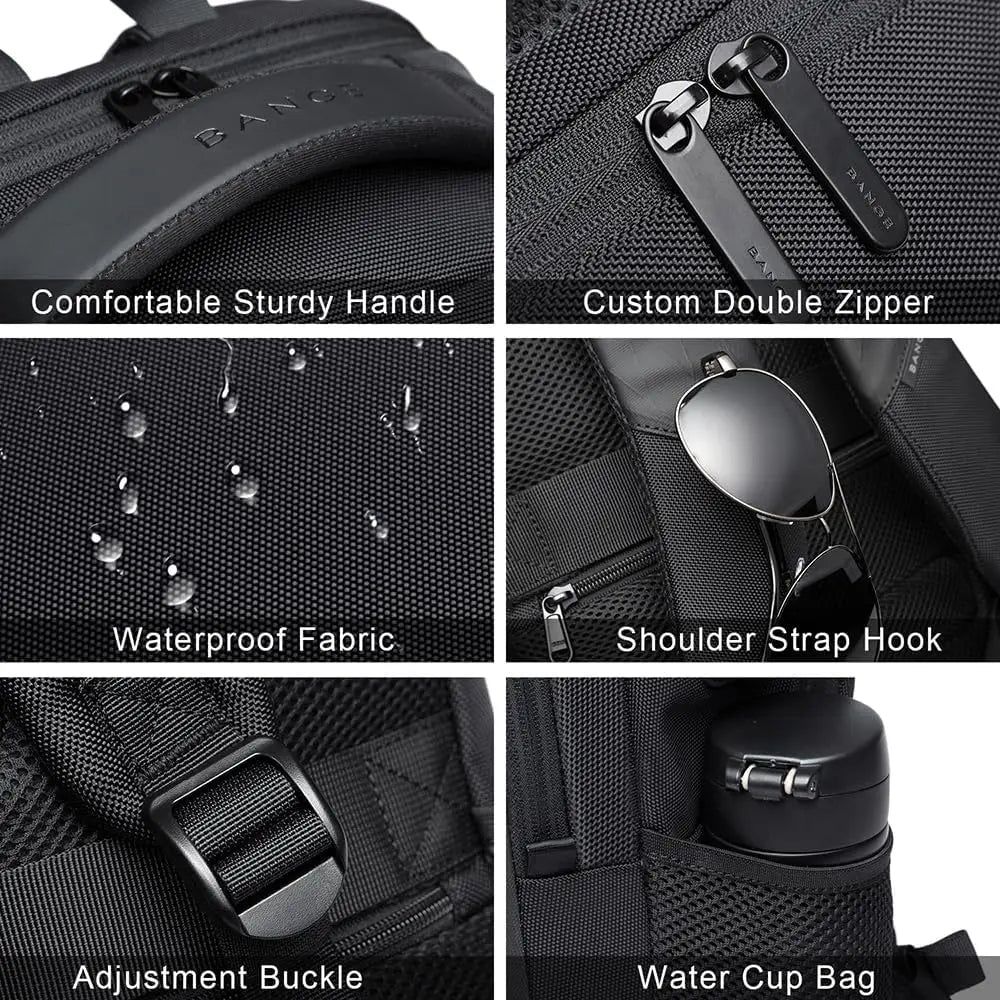 Waterproof Travel Bag Backpack USB Port Fits 15.6" Laptop Unisex