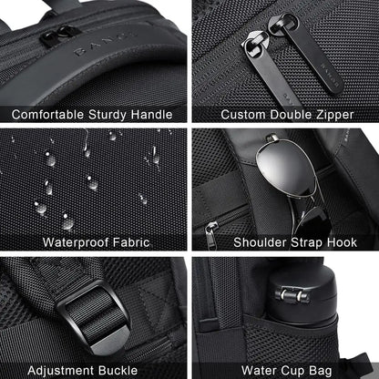 Waterproof Travel Bag Backpack USB Port Fits 15.6" Laptop Unisex