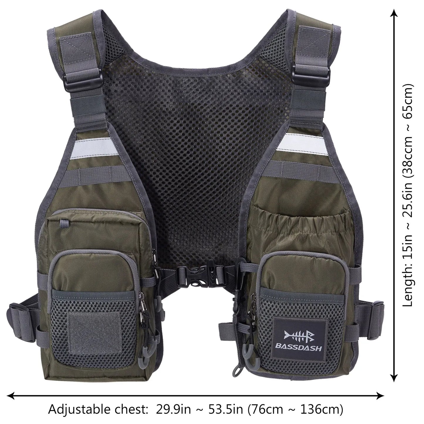 Fly Fishing Vest Bassdash FV08 Lightweight Chest Pack One Size Men Women