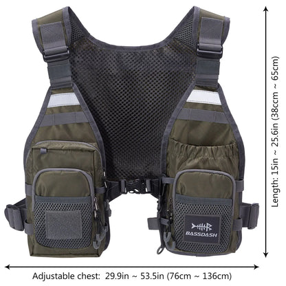 Fly Fishing Vest Bassdash FV08 Lightweight Chest Pack One Size Men Women