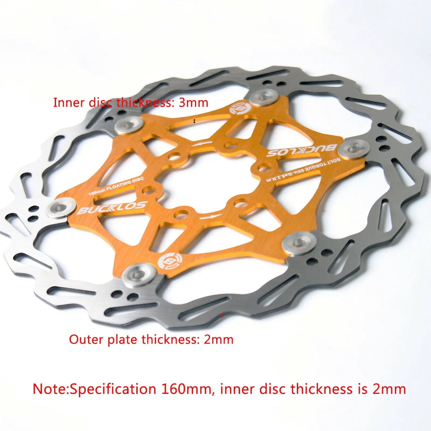 BUCKLOS MTB Floating Disc Brake Rotors 2pc 160mm 180mm 203mm Bicycle