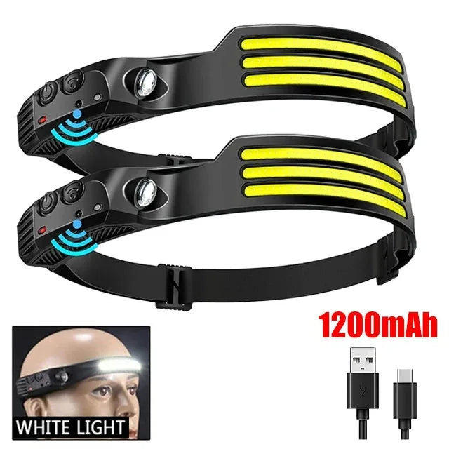 Rechargeable Head Lamp 1200mAh LED Waterproof Torch USB Headlamp Bright