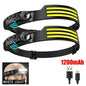 Rechargeable Head Lamp 1200mAh LED Waterproof Torch USB Headlamp Bright