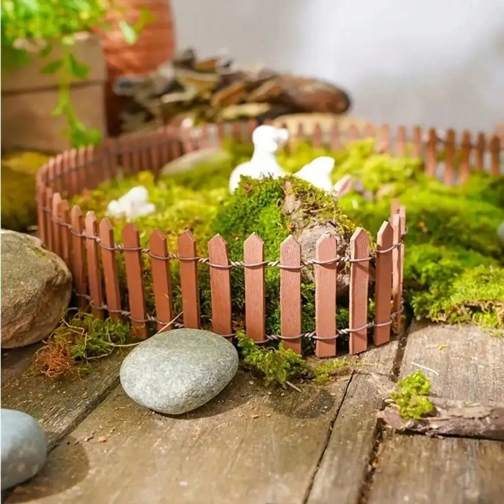 1PC Mini Wooden Fence For Fairy Garden Micro Landscape Dollhouse Ornaments