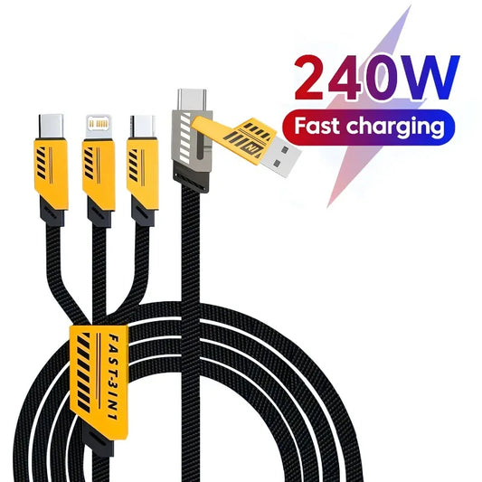 240W Charging USB Cable 1.2m Fast Charger for Type-C Micro Phones