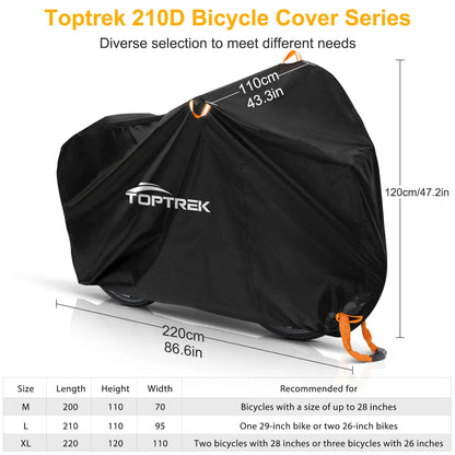 Toptrek Waterproof Bike Cover Outdoor Anti-UV Rain Snow MTB Protector