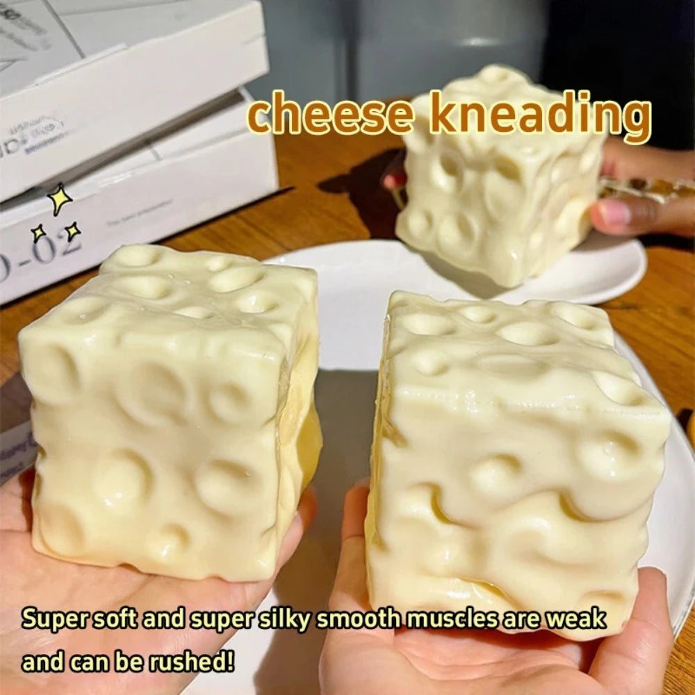 Taba Cheese Cube Stress Ball Squishy Fidget Toy for Kids Sensory Relief