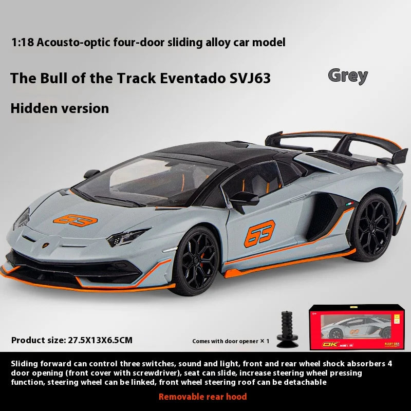 1:18 Scale SVJ63 Alloy Car Toy Model with Sound & Light Effects - Realistic Detail for Kids' Playtime & Collectors' Delight-EXPROTAS