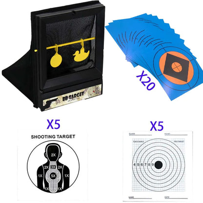 BB & Nerf Soft Bullet Trap Target w/ Spinner + Paper Targets Indoor Use