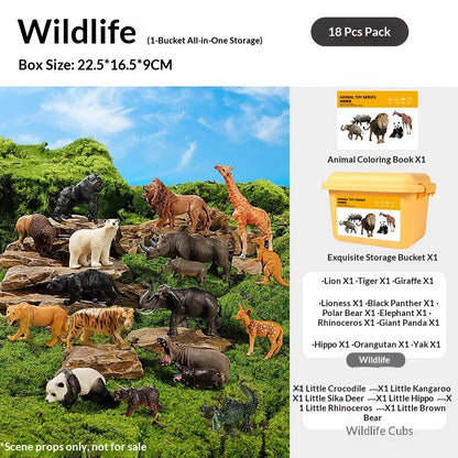 Realistic Animal Figure Toy Early Education Set - Baby Plant Recognition Kit Lion Tiger Elephant Panda Giraffe Animal Figure Toy