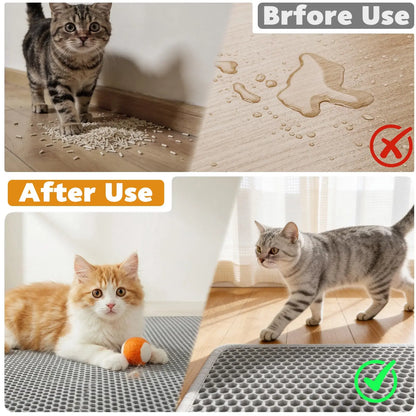 Cat Litter Mat Non-Slip Double Layer Big Box Filter Mat for Pets
