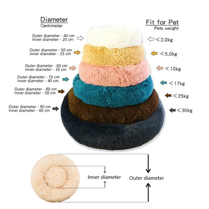 40-90cm Cat Bed Plush Round Soft Warm Cushion for Dog Pet Winter Sleeping