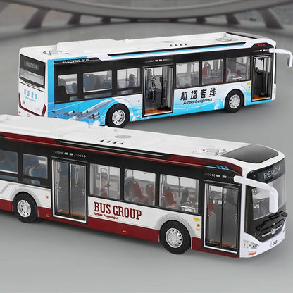 Sliding Sound Light Bus Model Alloy Toy for Kids Christmas Gift