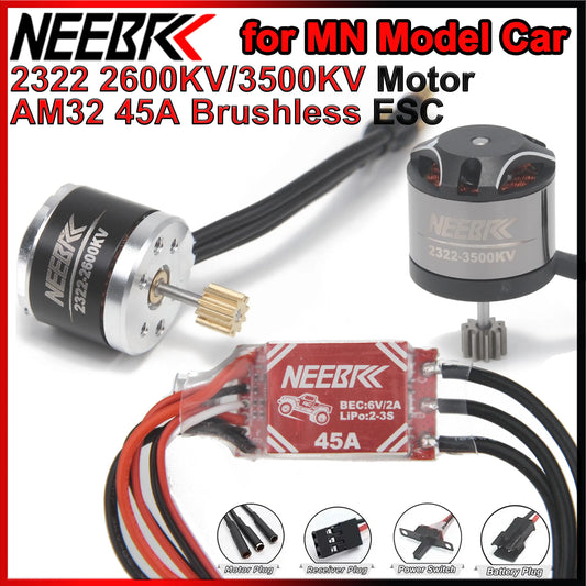 For 1/12 RC Brushless Motor 2600KV 3500KV 45A ESC Waterproof Outrunner Parts