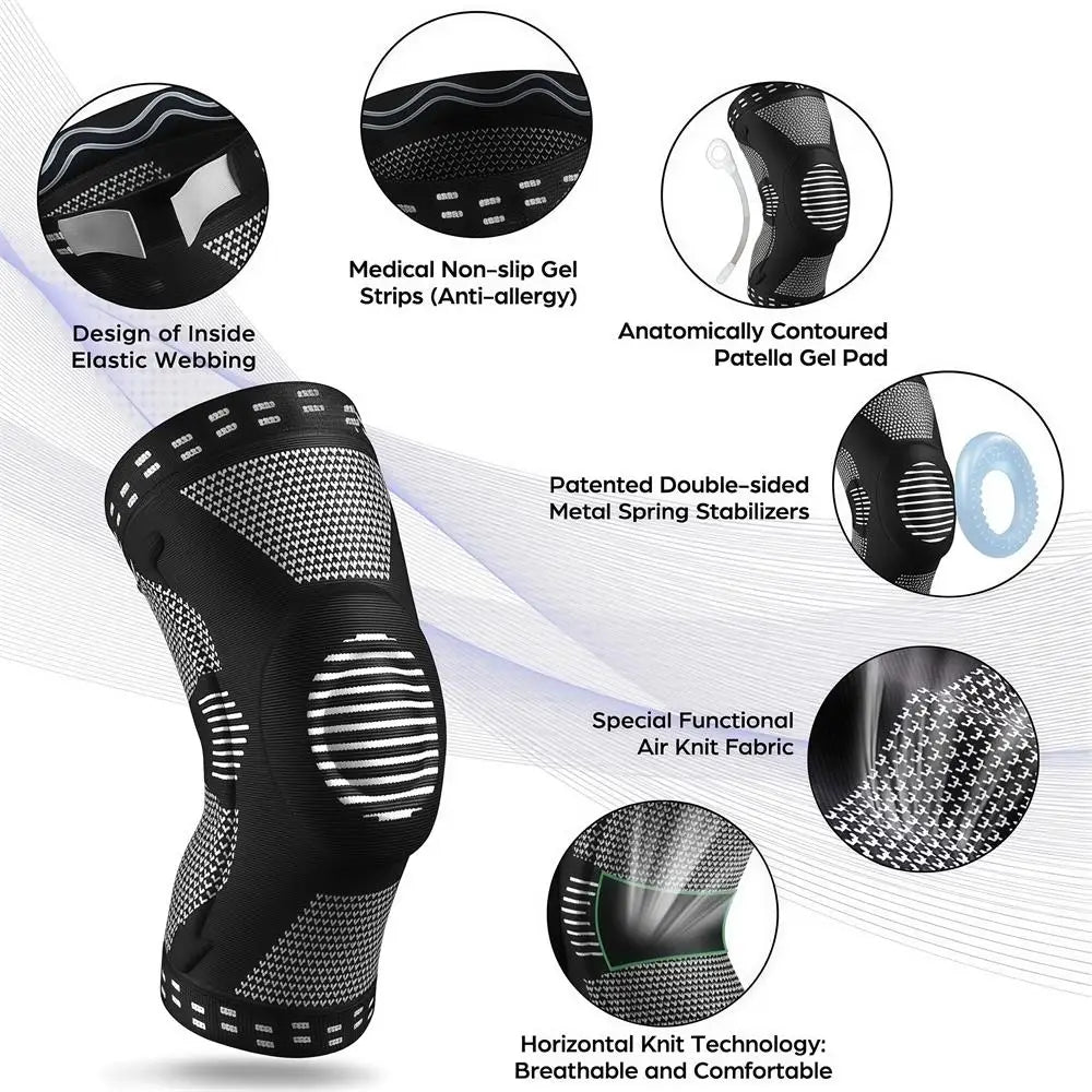 2Pcs Silicone Pad Knee Support Compression Brace Sports Sleeve for Arthritis