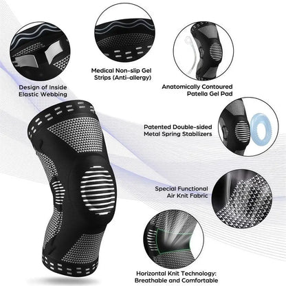2Pcs Silicone Pad Knee Support Compression Brace Sports Sleeve for Arthritis