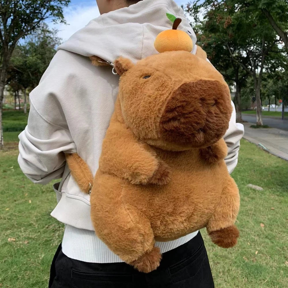 Kawaii Capybara Plush Shoulder Bag Mini Backpack Doll Kids Gift