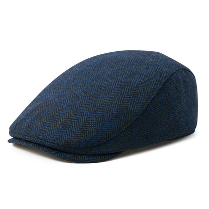 Men's Herringbone Newsboy Hat Wool Blend Flat Cap Gatsby Style