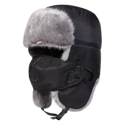 Unisex Winter Earflap Hat Ski Plush Lined Warm Knit Outdoor Cap